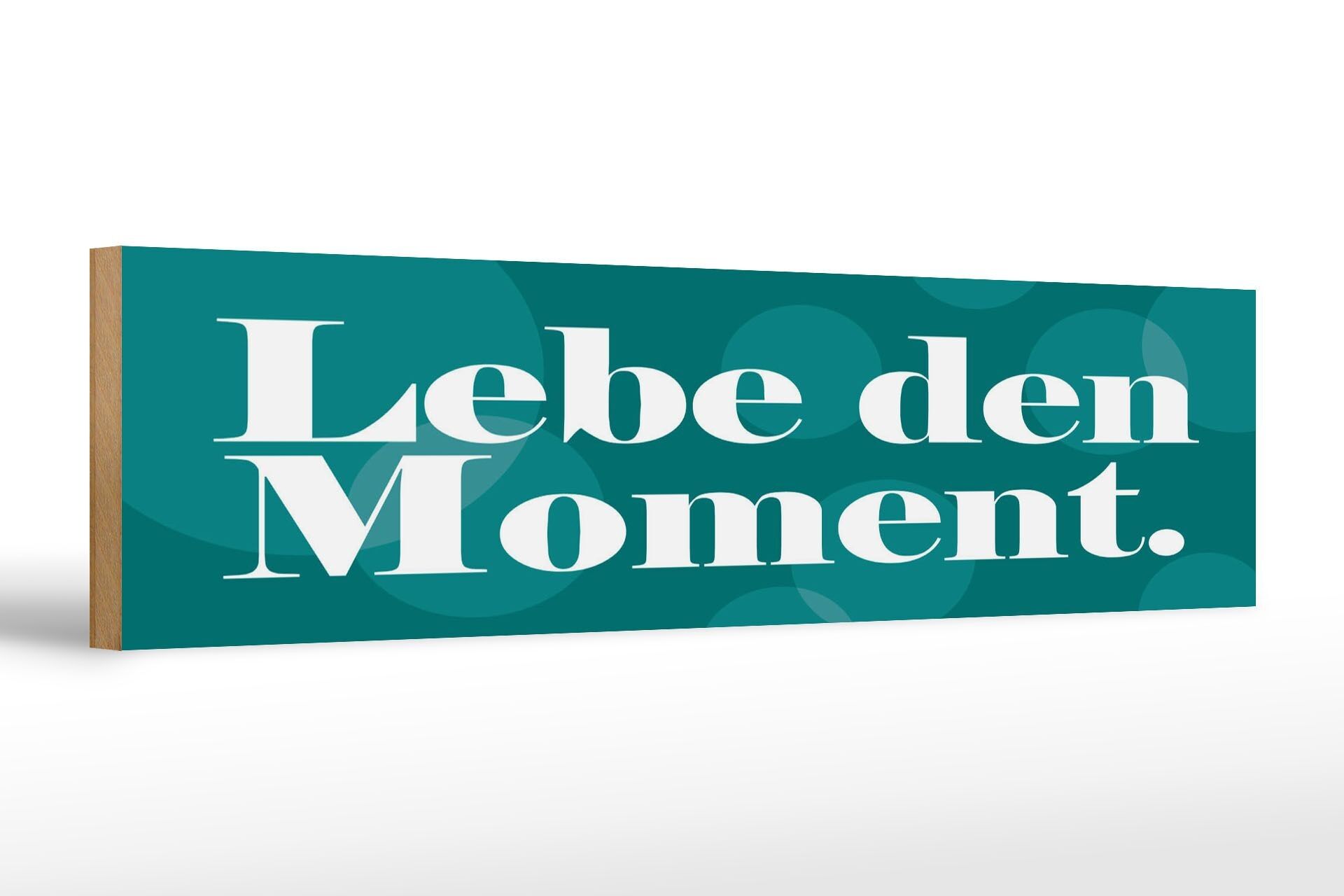 Cartello in legno con scritta 46x10 cm Vivi il momento - cartello turchese