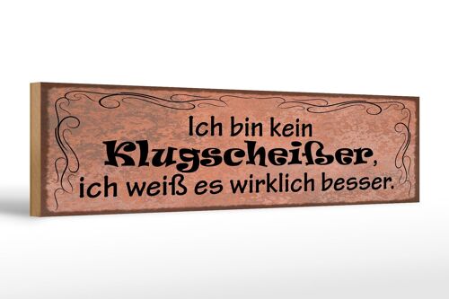 Holzschild Spruch 46x10 cm Ich bin kein Klugscheißer. Ich weiß Deko Schild