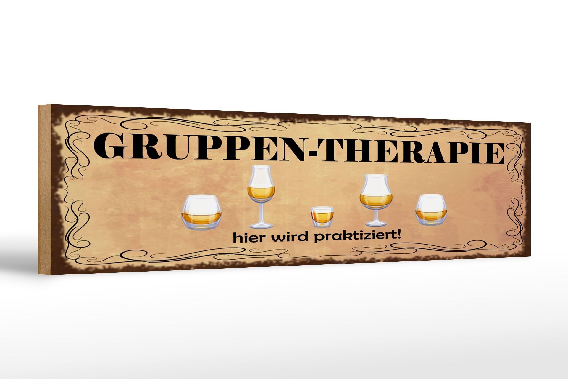 Cartello in legno con scritta "Birra terapia di gruppo" per bicchieri da birra, 46x10 cm