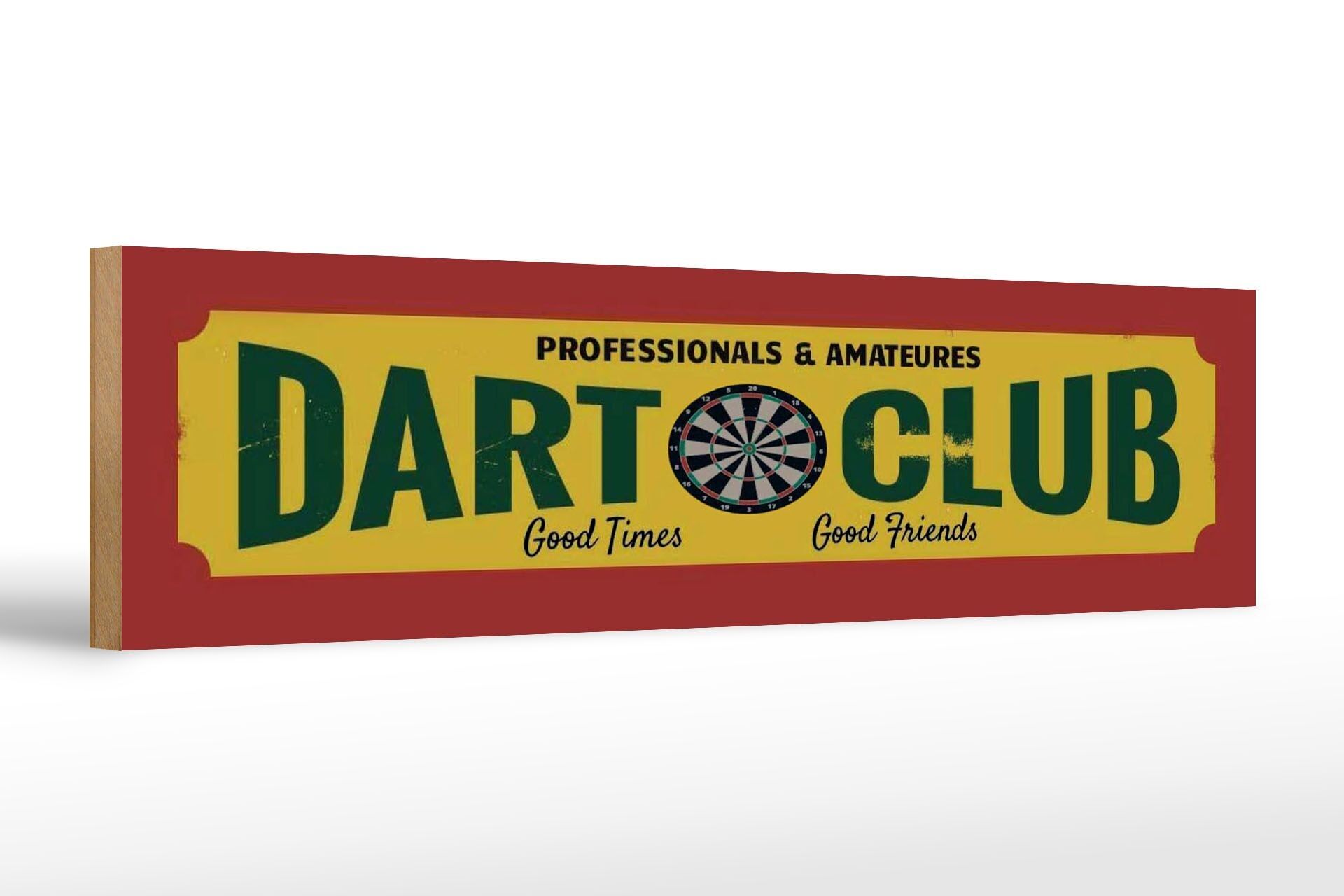 Cartello in legno 46x10 cm Cartello Dart Club per professionisti e dilettanti