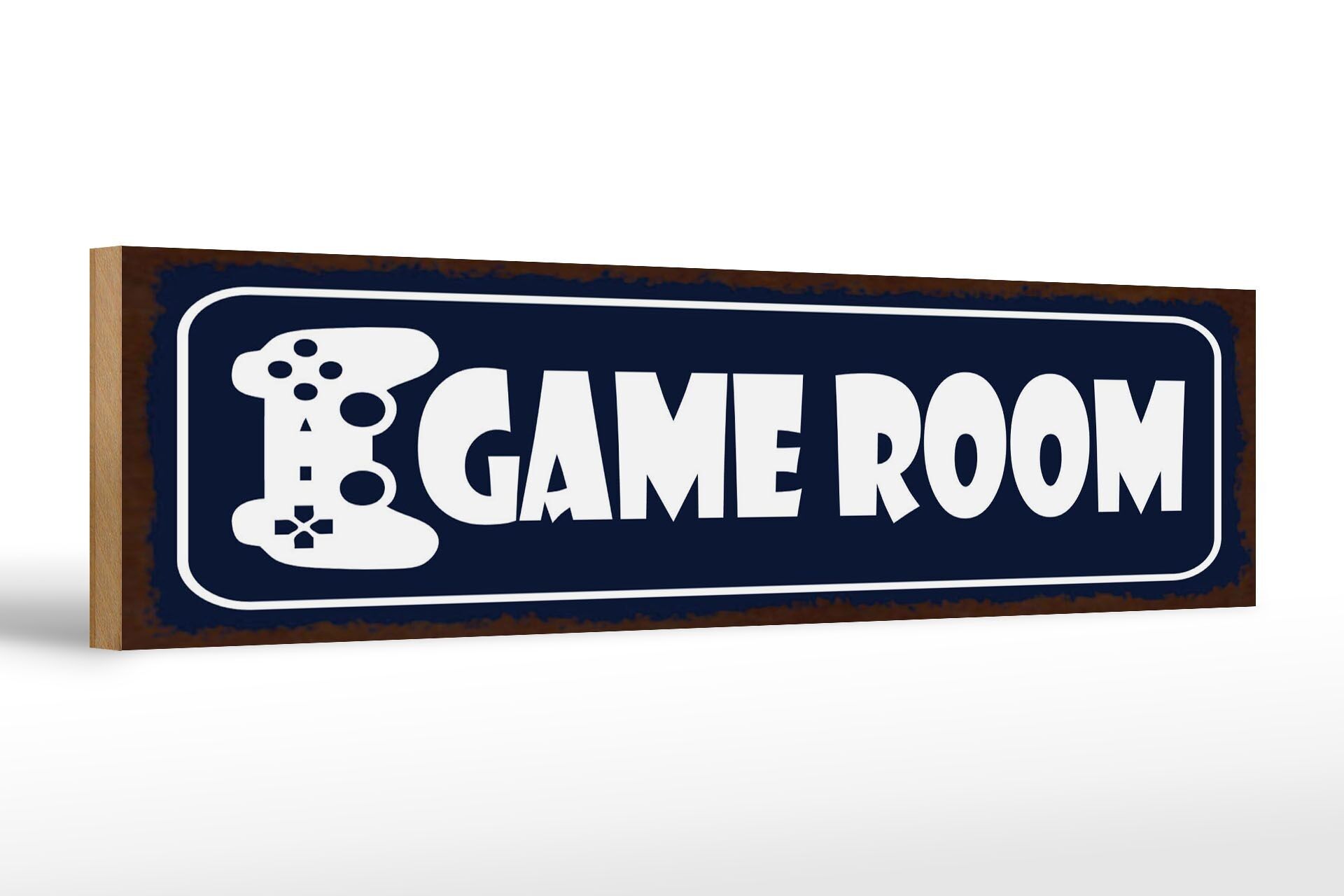 Avviso cartello in legno 46x10 cm cartello sala giochi blu