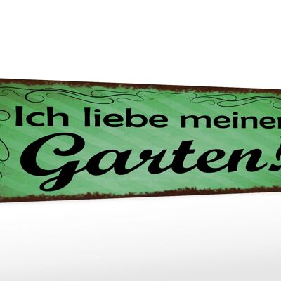 Cartello in legno con scritta "Amo il mio giardino" verde 46x10 cm