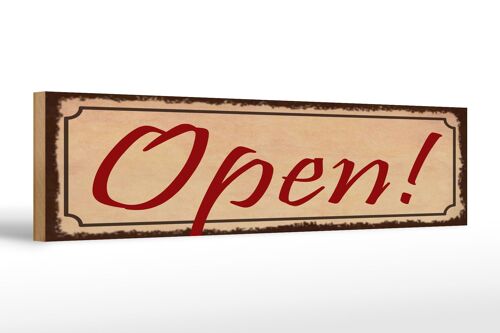 Holzschild Hinweis 46x10 cm Open beige Deko Schild