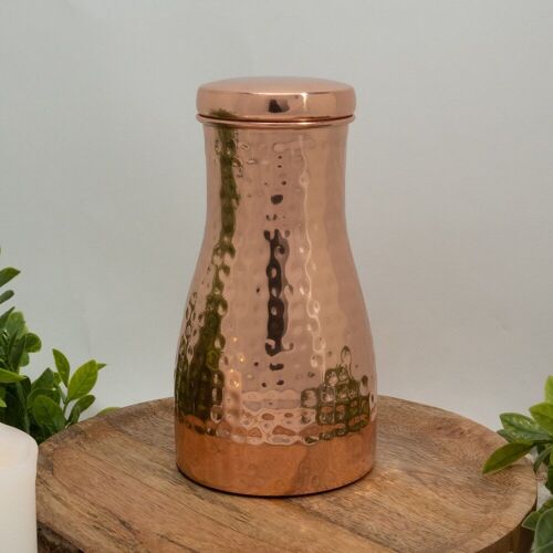 Pure copper carafe hammered with cap ± 950 ml