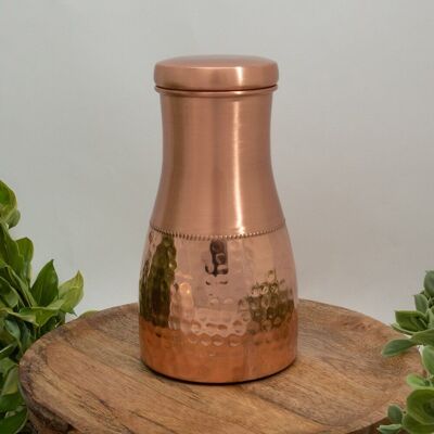 Caraffa in rame puro semi martellata con tappo ± 950 ml
