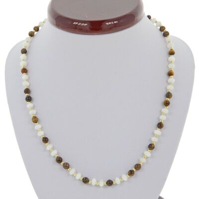 Collier noble oeil de tigre nacre
