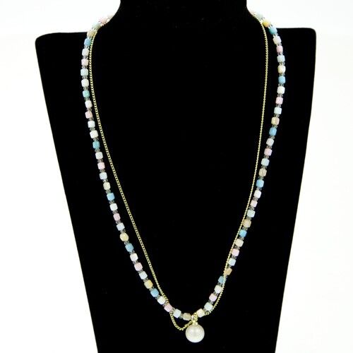 Collana alla moda a due fili in madreperla colorata perla coltivata