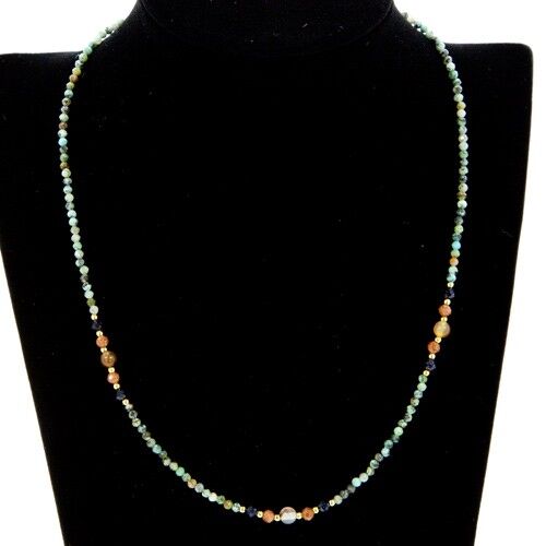 Filigrane Halskette Turmalin-Achat-Goldfluss