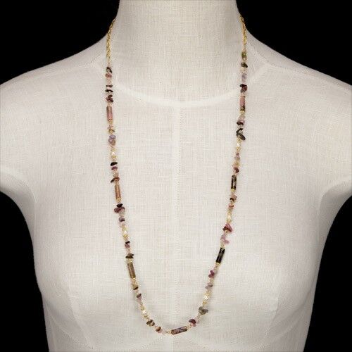 Fashionable necklace Rhodochrosite-Fluroite, 80cm - only 1 piece left!