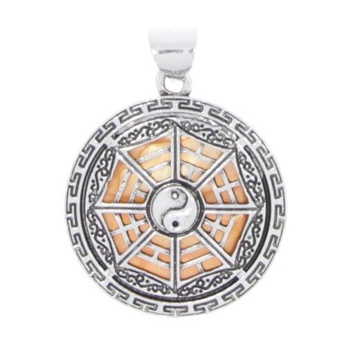 Medallón colgante, madreperla, color naranja