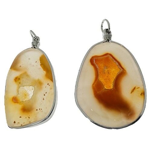 Pendente Agata Grande con montatura in metallo, rosso