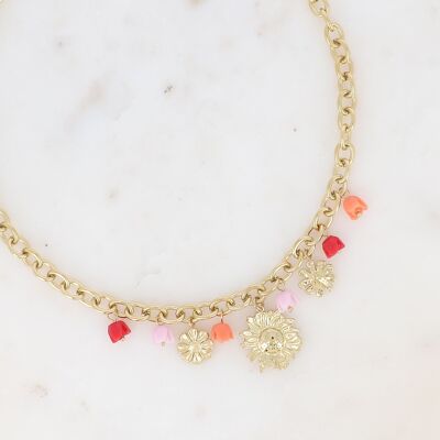 Collana - ciondoli floreali in acetato a forma di rosa