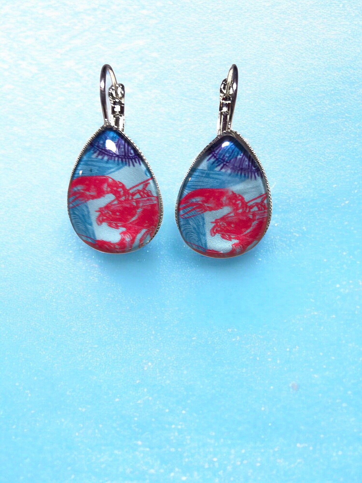 Earrings Drops "Lobster" silver-colored