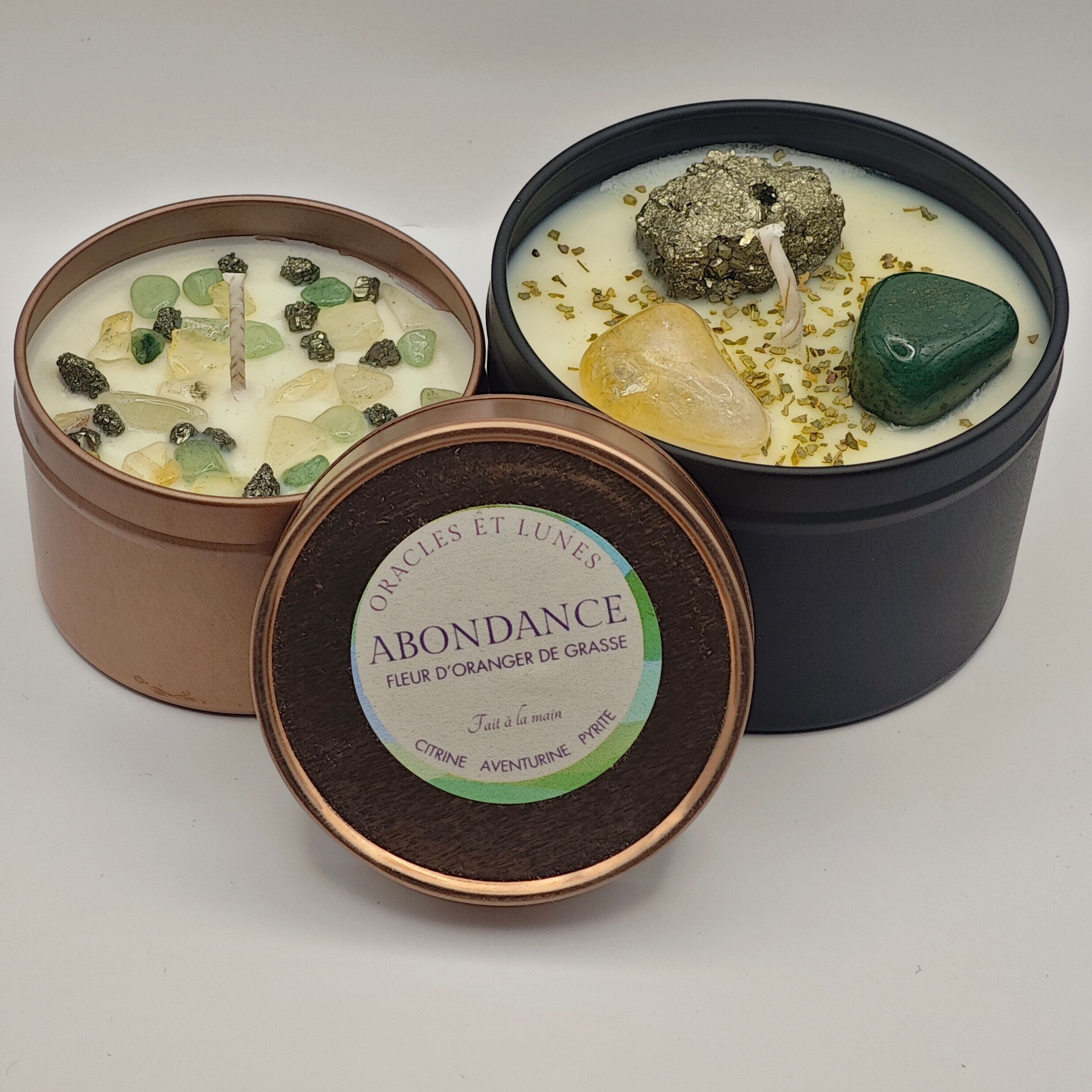 Kerze für Fülle und Intention – Orangenblüte – Lithotherapie