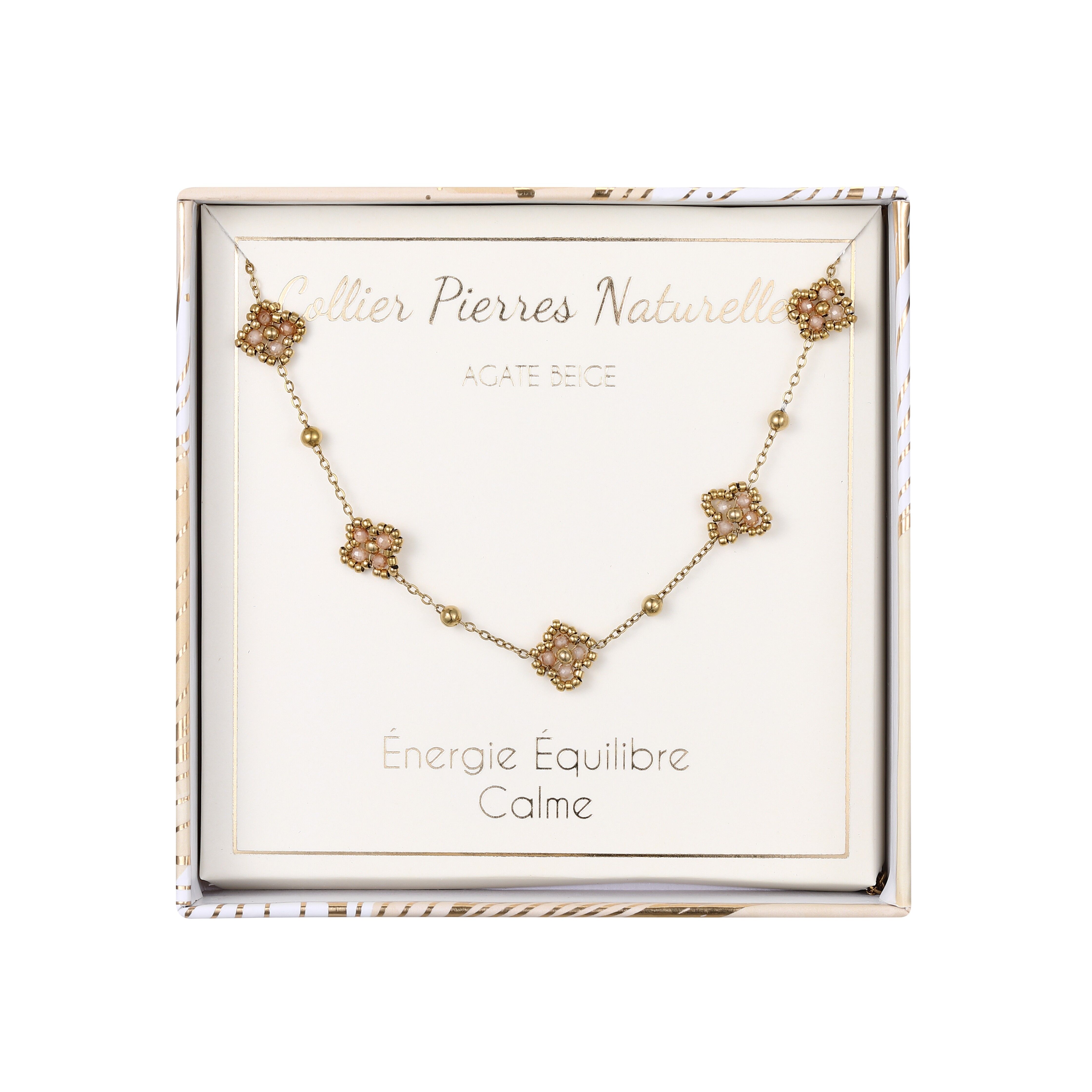 Collana con trifoglio in pietra naturale