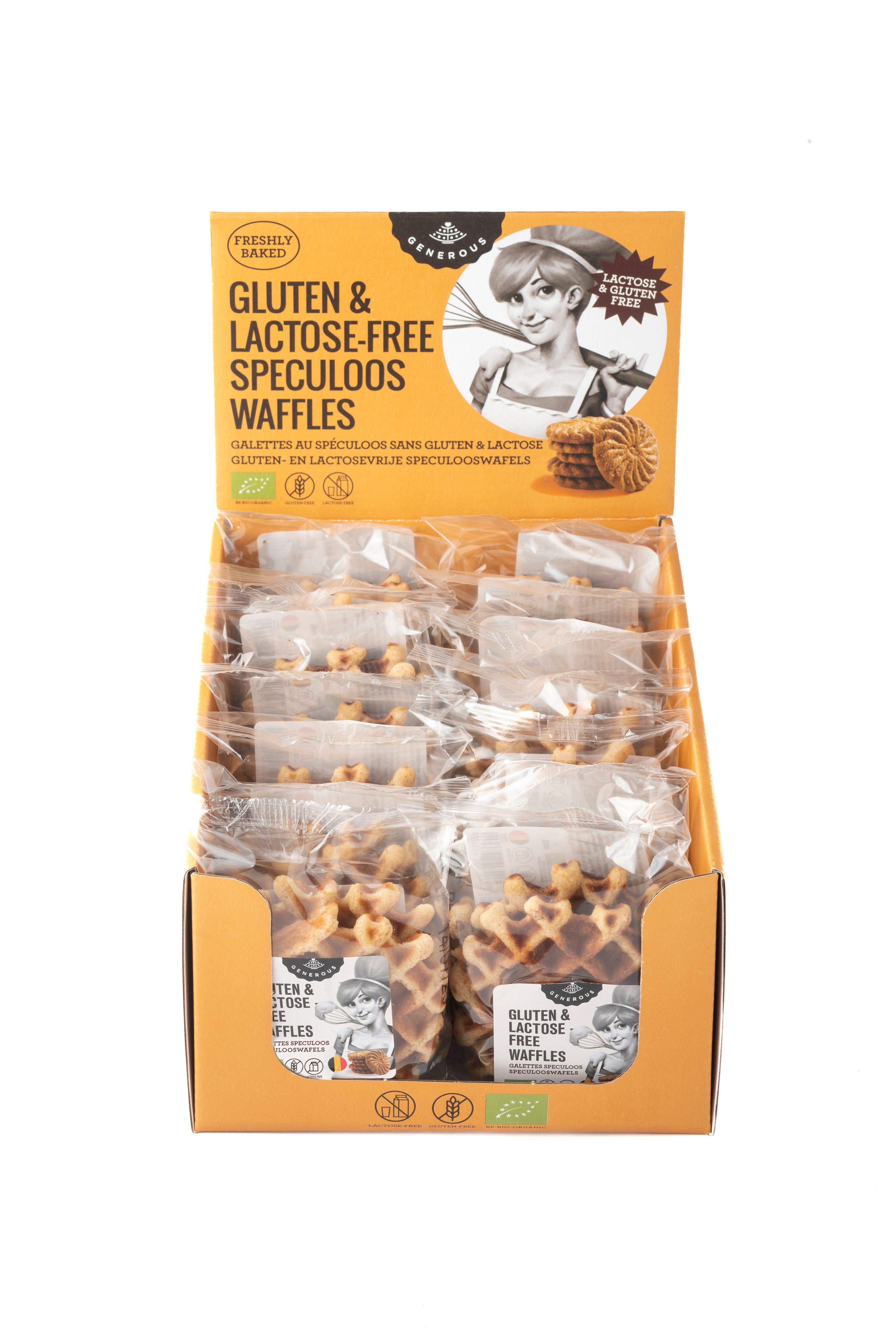 Présentoir Gaufres Bio Sans Lactose sans gluten aux Spéculoos.(14 x 60g) - Wendy Waffle
