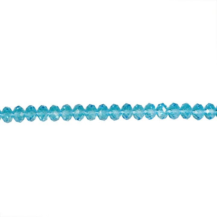 Perle di vetro sfaccettato filo, 10x6mm, 55cm, turchese