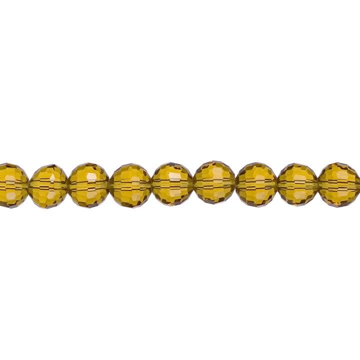 Filo di perle di vetro sfaccettate, palline, 10 mm, 96 fac., 65cm, giallo