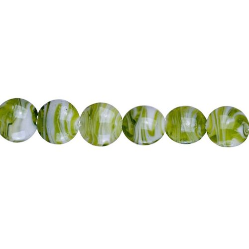 Strang Glasperlen Cara, Coin 20x10mm, 47cm, Grün