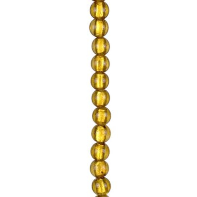 Fil de perles de verre feuilletées, boule 12 mm, 35 cm, or