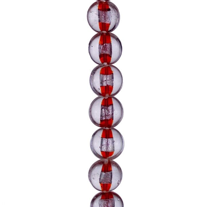 Fil de perles de verre, 20x10mm, 37cm, rouge-argent