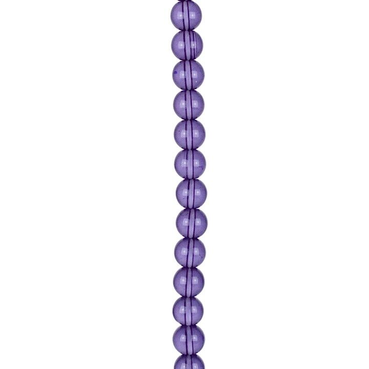 Filo di perle di vetro, pallina 10mm, 32cm, viola trasparente