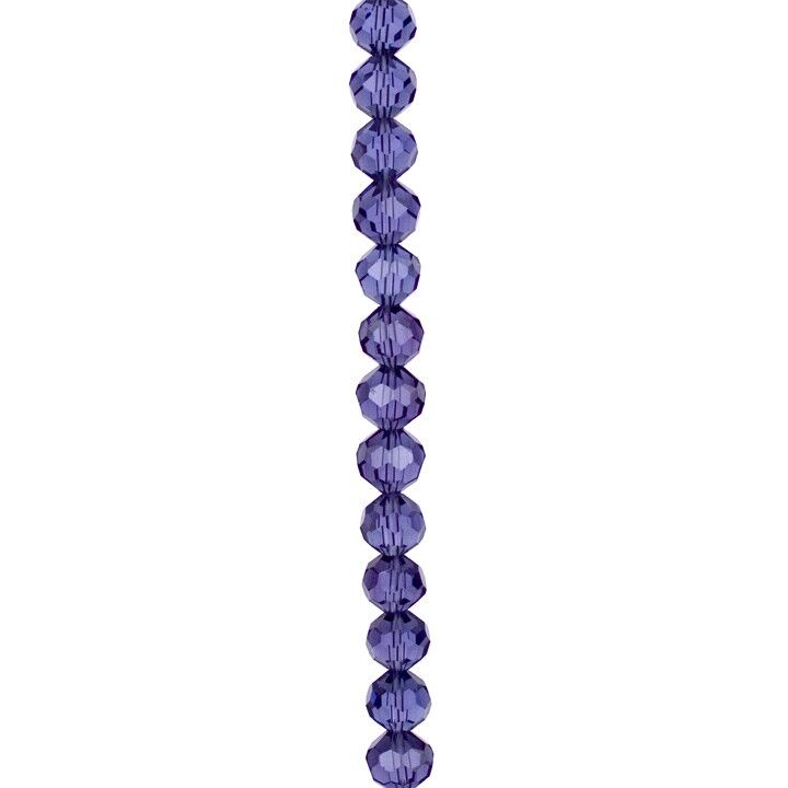 Filo di perle di vetro sfaccettate, palline, 10 mm, 32 fac., 66cm, viola