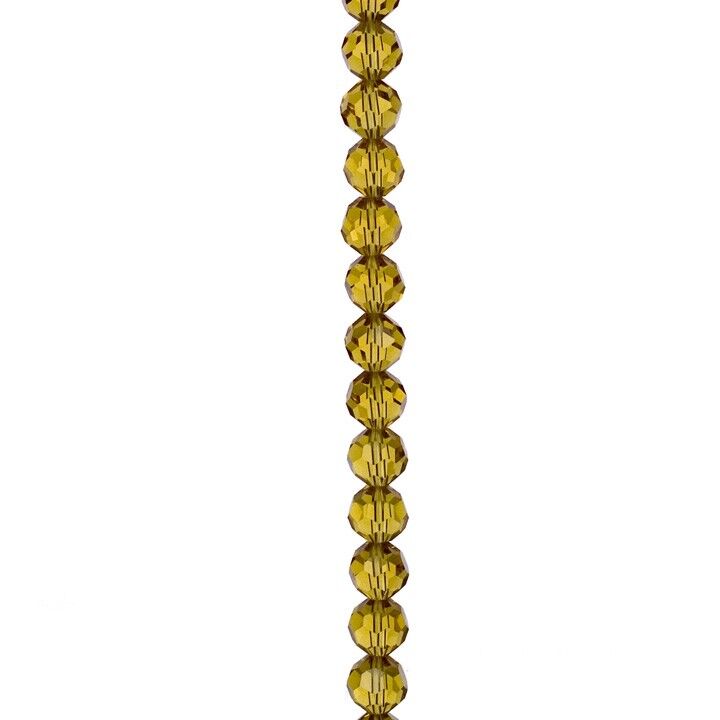 Filo di perle di vetro sfaccettate, palline, 10 mm, 32 fac., 66cm, Oro