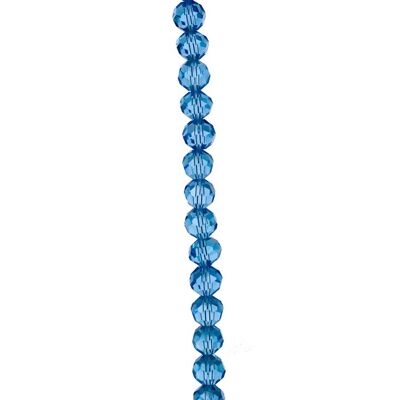 Filo di perle di vetro sfaccettate, palline, 6 mm, 32 fac., 57cm, Blu