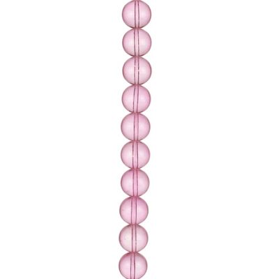 Filo di perle di vetro, pallina 10mm, 84cm, rosa trasparente