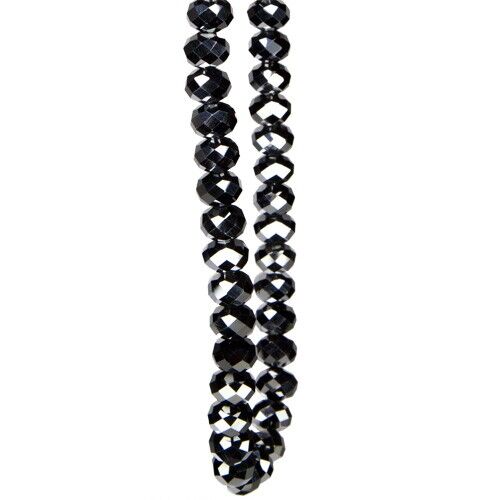 Perle di vetro sfaccettato a filo, 10x8mm, 55cm, argento