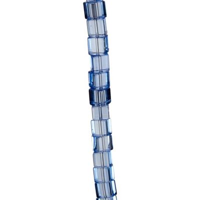 Filo di perle di vetro, cubo 10mm, azzurro