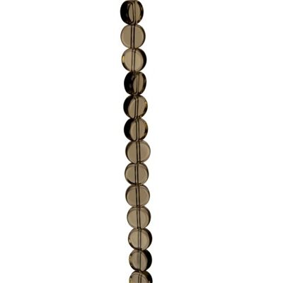 Hilo de cuentas de vidrio, forma de moneda, 8 mm, color marrón