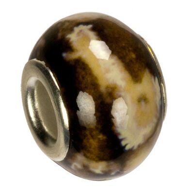 Módulo de cuentas de porcelana, 16x11 mm, marrón/negro