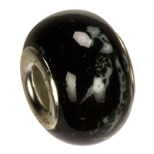 Perle di porcellana modulo, 16x11mm, nero/bianco