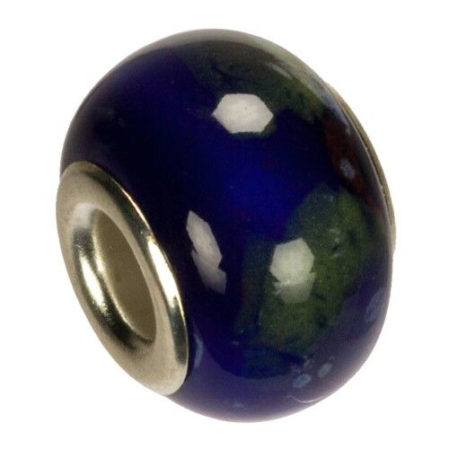 Perle modulari in porcellana, 16x11mm, blu/bianco/rosso