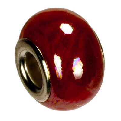 Perle di porcellana modulo, 16x11mm, rosso