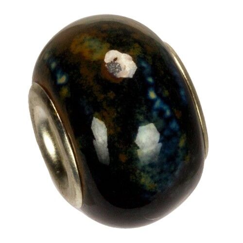 Perle modulari in porcellana, 16x11mm, motivo nero