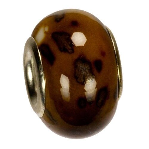 Modulperlen Porzellan, 16x11mm, braun gemustert