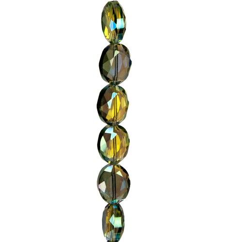 Filo di perle di vetro sfaccettato, 20x16mm, verde