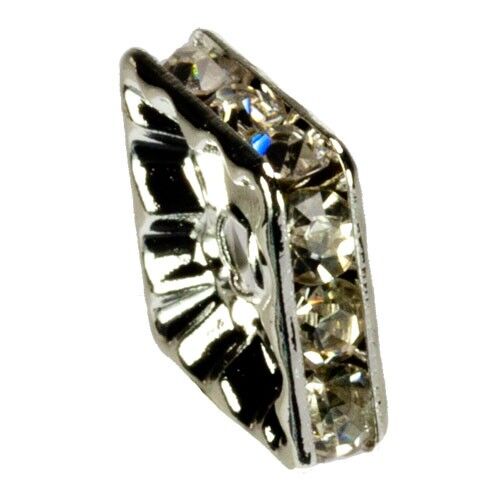 100 quadrati / distanziatori con pietre, 6 mm, argento chiaro