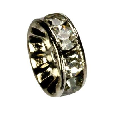 1.000 Rondelle / Distanziatore con pietre, 6mm, argento