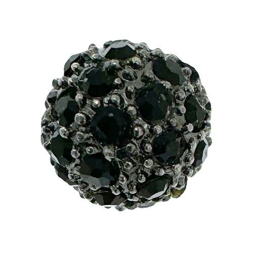 50 palline con pietre, 10mm, antracite-nero