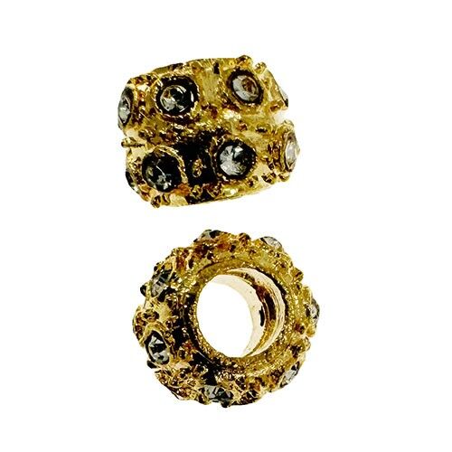 20 spacers with stones, 9x6mm, KC Gold