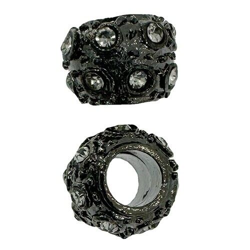 20 spacers with stones, 9x6mm, anthracite