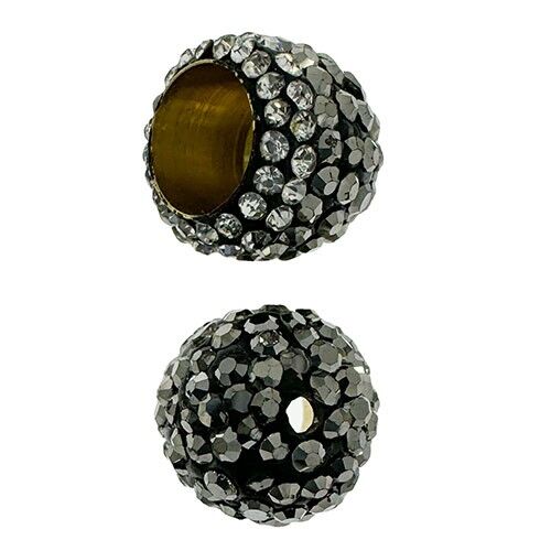 20 Endkappen mit Steinen, 6,2mm, Kupfer, Anthrazit