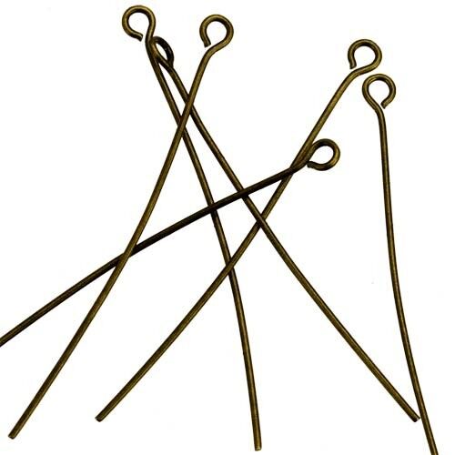 500g Eye Pins, 45mm, Antique Green