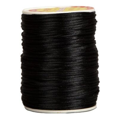 Ruban satin 100 m, 2 mm, noir