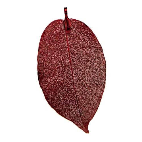 Anhänger Blatt Groß, Natur/Kupfer, Rot