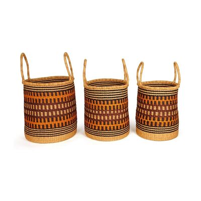 AJO: Cesta para ropa o troncos de color naranja, morado y azul marino